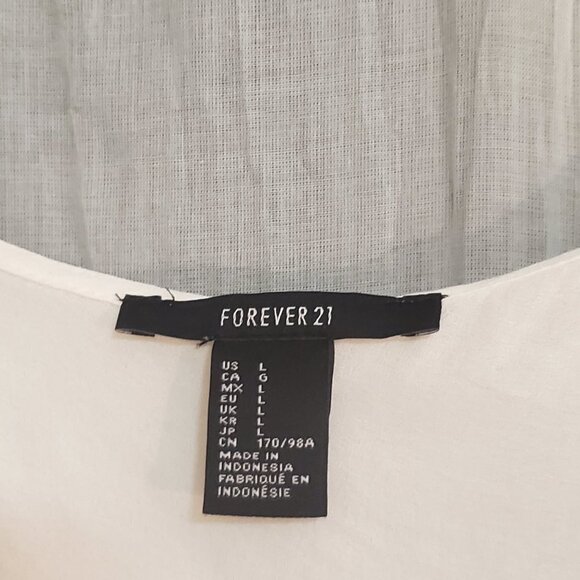 Forever 21 Blouse One Shoulder Ruffle Sheer White with Adjustable Side Strap - Picture 2 of 9